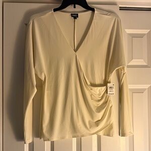 INC International Concepts Women's Cream Long Sleeve Blouse Size L